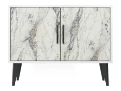 Aparador moderno para el salón blanco con 2 puertas mueble recibidor Corduiso - Efecto mármol blanco