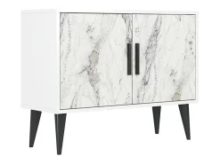 Aparador moderno para el salón blanco con 2 puertas mueble recibidor Corduiso - Efecto mármol blanco