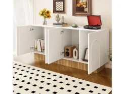 Aparador moderno para salón y comedor - 160 x 75 x 38 cm - con 4 puertas - aglomerado - blanco + natural
