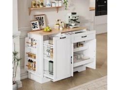 Aparador moderno para salón y cocina - 115 x 40 x 87 cm - con 3 puertas + cajón + estantes deslizantes - MDF - blanco