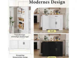 Aparador moderno para salón y cocina - 115 x 40 x 87 cm - con 3 puertas + cajón + estantes deslizantes - MDF - blanco