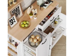 Aparador moderno para salón y cocina - 115 x 40 x 87 cm - con 3 puertas + cajón + estantes deslizantes - MDF - blanco