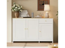 Aparador moderno para salón - 120 x 40 x 75 cm - con 1 cajón + 3 puertas - aglomerado + MDF - blanco