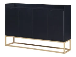 Aparador moderno 120x30 cm, cómoda con puertas, mueble de almacenaje, aparador sin tiradores, color negro