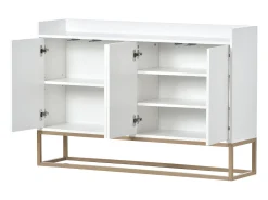 Aparador moderno 120x30 cm, cómoda con puertas, mueble de almacenaje, aparador sin tiradores, color blanco