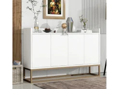 Aparador moderno 120x30 cm, cómoda con puertas, mueble de almacenaje, aparador sin tiradores, color blanco