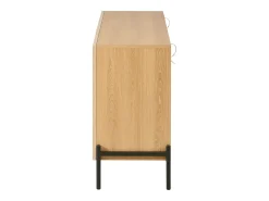 Aparador moderno 115,5x40x76 cm - 3 cajones y 2 puertas - Patas de hierro - MDF - Color natural