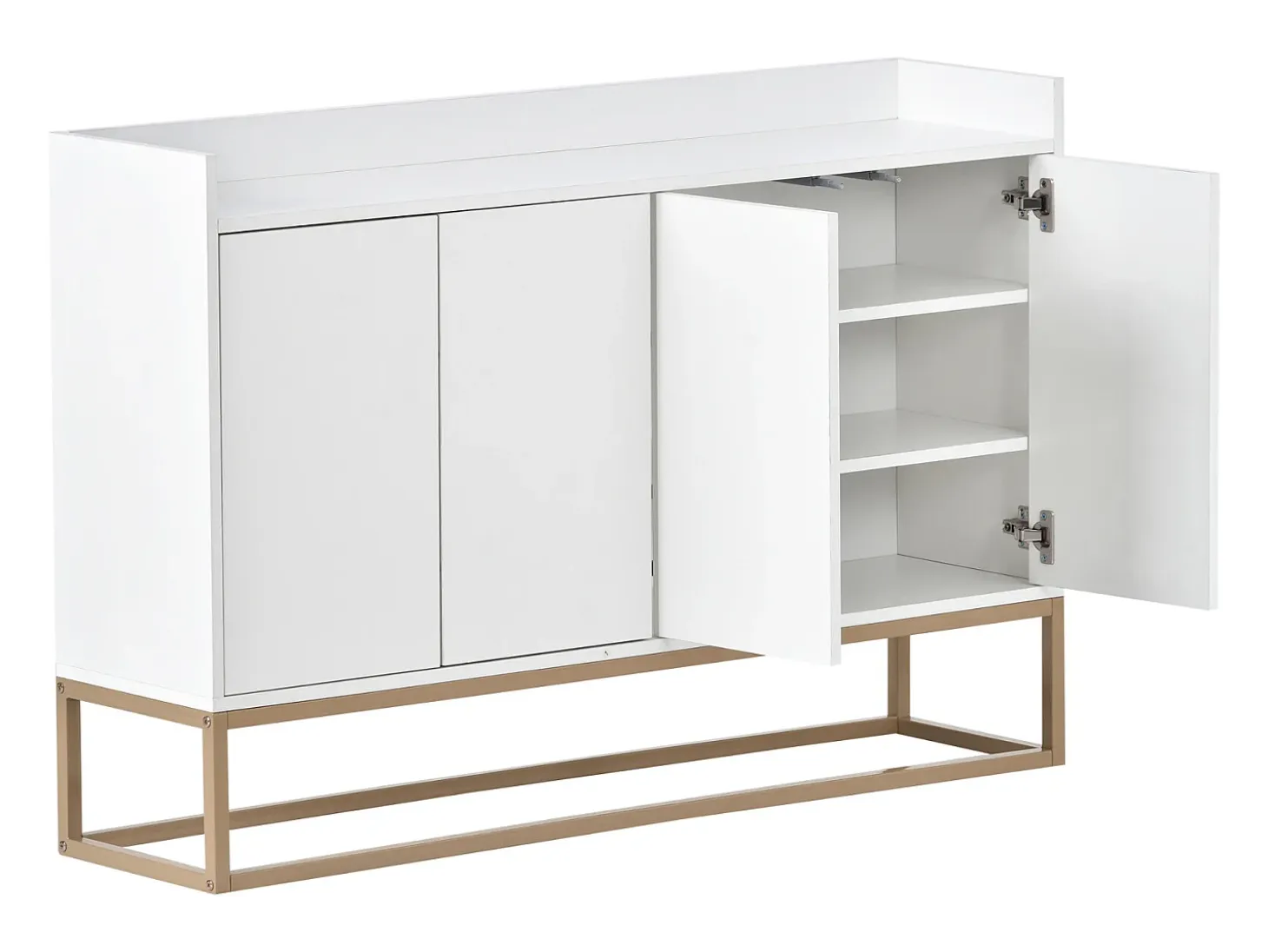 Aparador moderno 120x30x80 cm – Estilo minimalista, 4 puertas, ideal para comedor, salón, cocina – Blanco