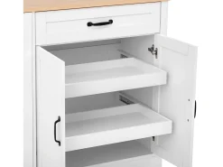 Aparador moderno 115x40x87cm - con 3 puertas y 1 cajón - con estante para especias - blanco + natural