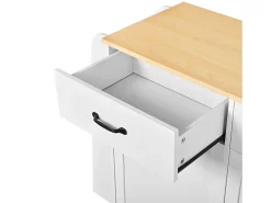 Aparador moderno 133,5x40x86cm - con cajones y estante de especias - Compartimento con basura - Natural + Blanco