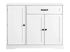 Aparador moderno y elegante - 107 x 40 x 83,4 cm - con 3 puertas + 1 cajón - para comedor y salón - MDF - blanco