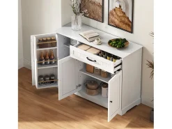 Aparador moderno y elegante - 107 x 40 x 83,4 cm - con 3 puertas + 1 cajón - para comedor y salón - MDF - blanco