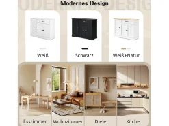 Aparador moderno y elegante - 107 x 40 x 83,4 cm - con 3 puertas + 1 cajón - para comedor y salón - MDF - blanco