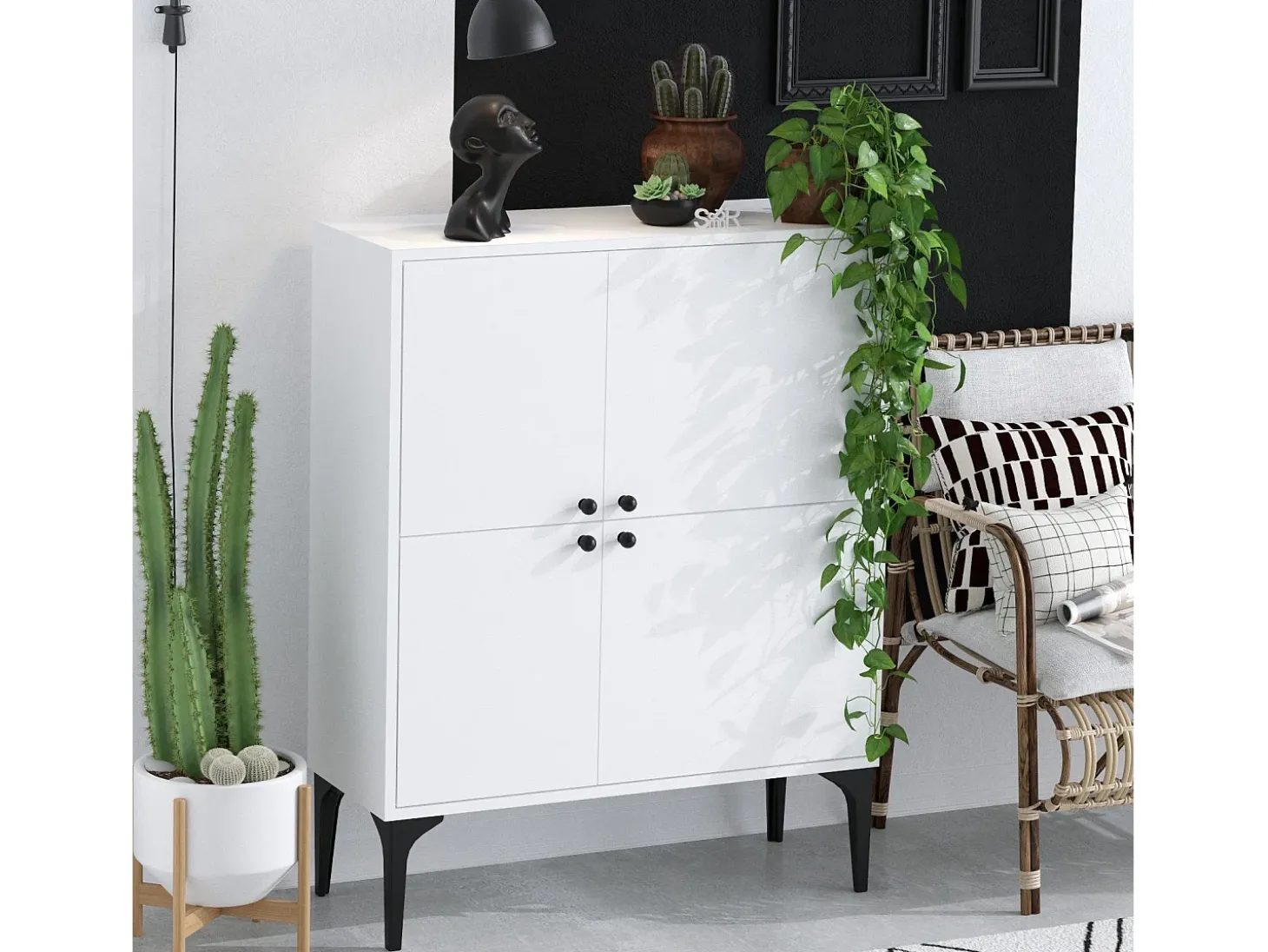 Aparador Moon blanco 90x35x115 cm