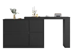 Aparador, Mueble bar giratorio de MDF - gran espacio de almacenamiento - estilo contemporáneo - Negro