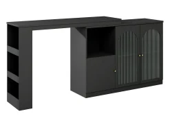 Aparador, Mueble bar giratorio de MDF - gran espacio de almacenamiento - estilo contemporáneo - Negro