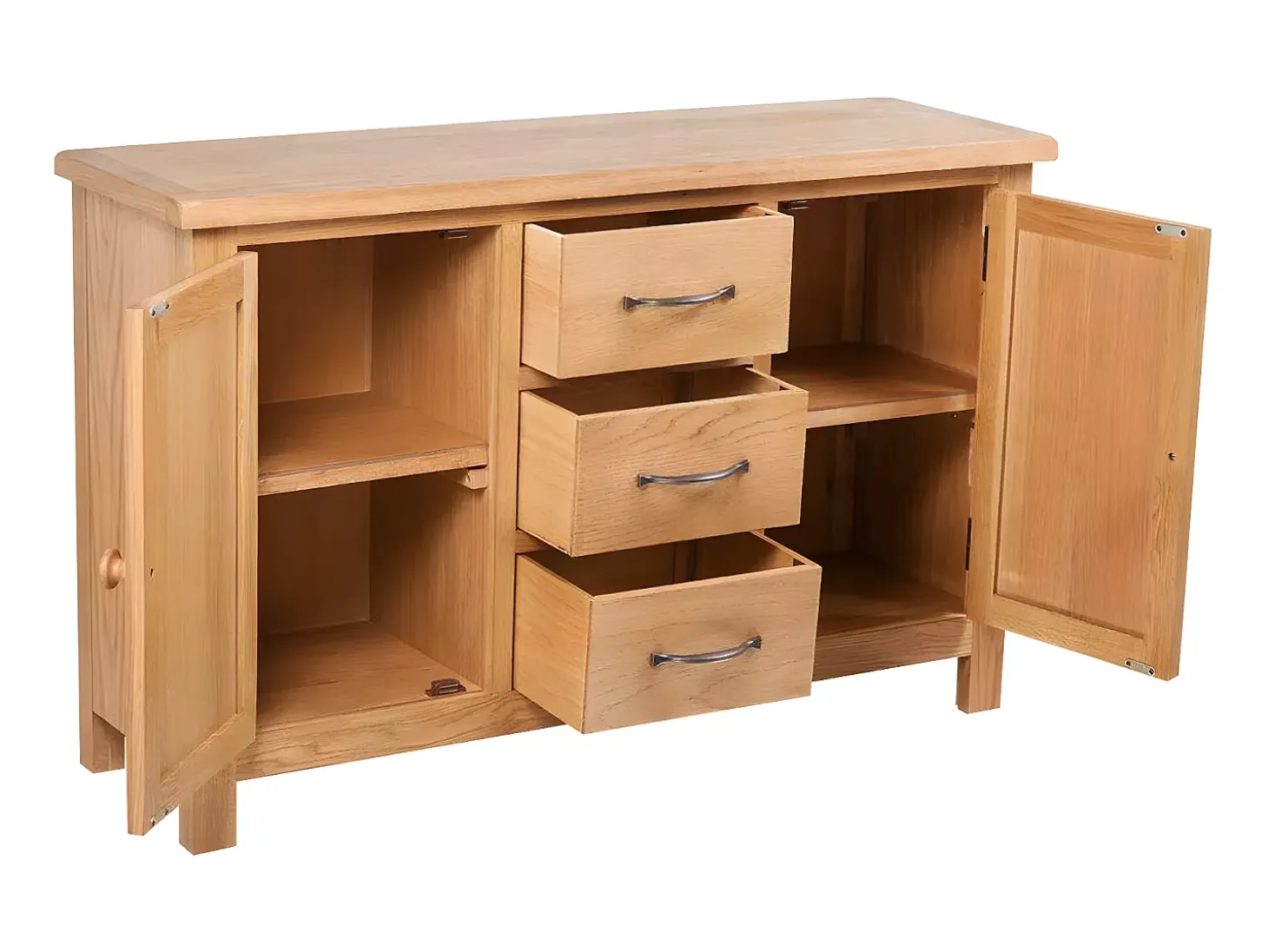 Aparador mueble buffet con 3 cajones y 2 armarios 110 cm madera maciza roble 4402244