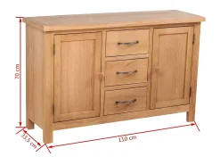 Aparador mueble buffet con 3 cajones y 2 armarios 110 cm madera maciza roble 4402244