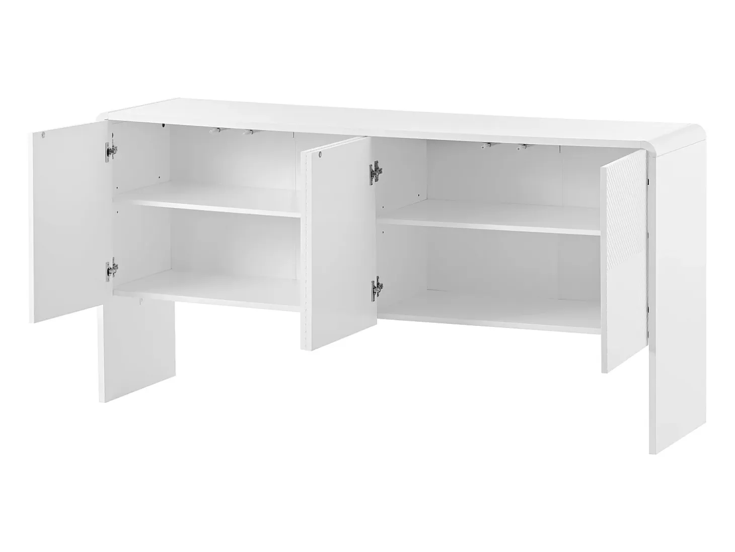 Aparador, Mueble de salón - 4 cajones 2 estantes regulables - Madera MDF - Color blanco