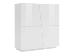 Aparador mueble salón vestíbulo 120 cm 4 compartimentos blanco brillante Vega Home