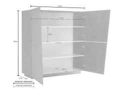Aparador mueble vestíbulo salón 120 cm 4 compartimentos pizarra Vega Home
