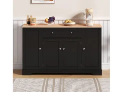 Aparador multifuncional – Aparador de 138 cm con cajón, puertas con estantes regulables, diseño moderno (138x47x80 cm)