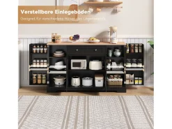 Aparador multifuncional – Aparador de 138 cm con cajón, puertas con estantes regulables, diseño moderno (138x47x80 cm)