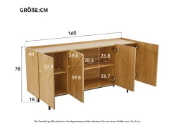 Aparador multifuncional de 4 puertas para salón, comedor y dormitorio 160x40x78cm