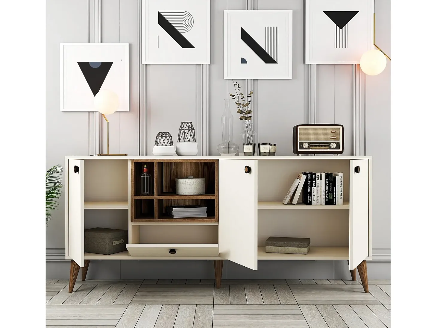 Aparador Napoli crema 180x35x81 cm