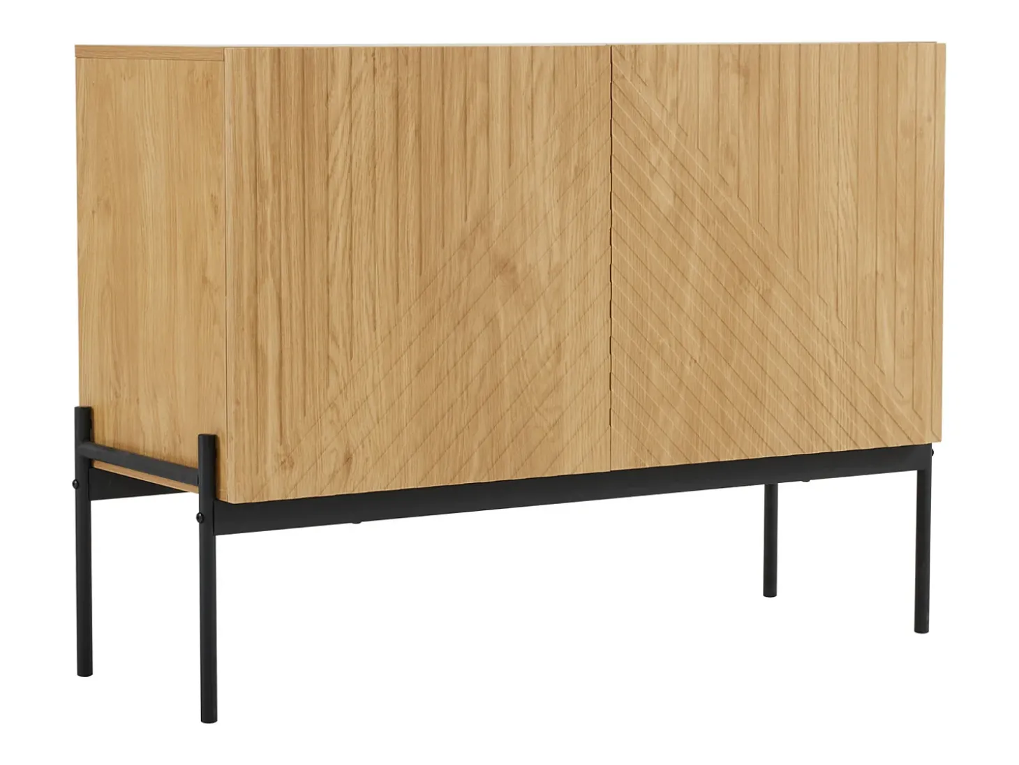 Aparador natural con 2 puertas y patas de metal negro para salones y dormitorios