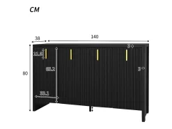 Aparador negro - Aparador de 4 puertas con estantes ajustables - para sala de estar y comedor