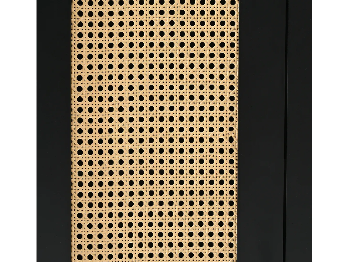 Aparador Negro - Aparador con 4 puertas de ratán y tiradores de metal - para comedor y salón