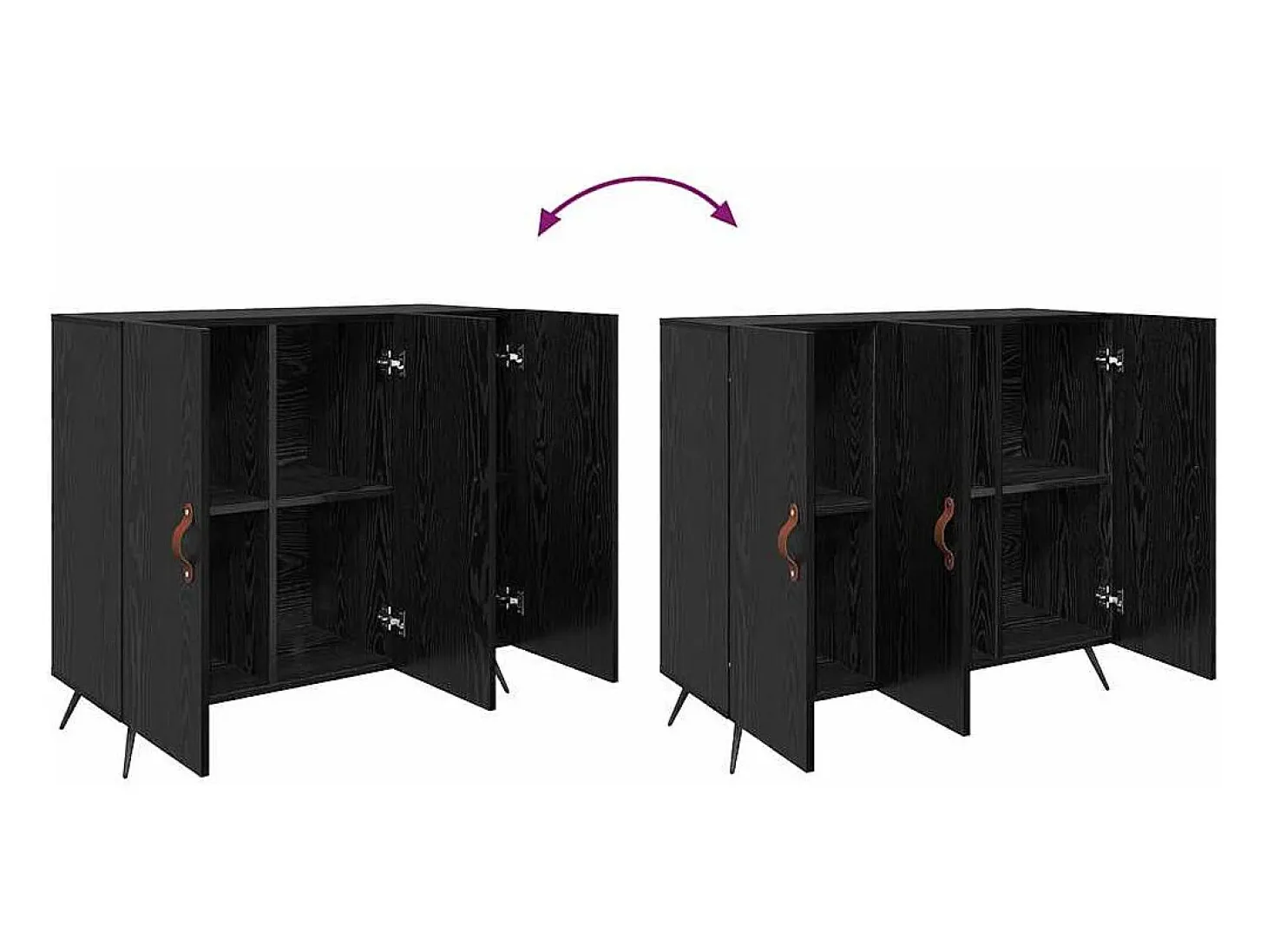 Aparador negro 90 x 34 x 80 cm Madera de ingeniería
