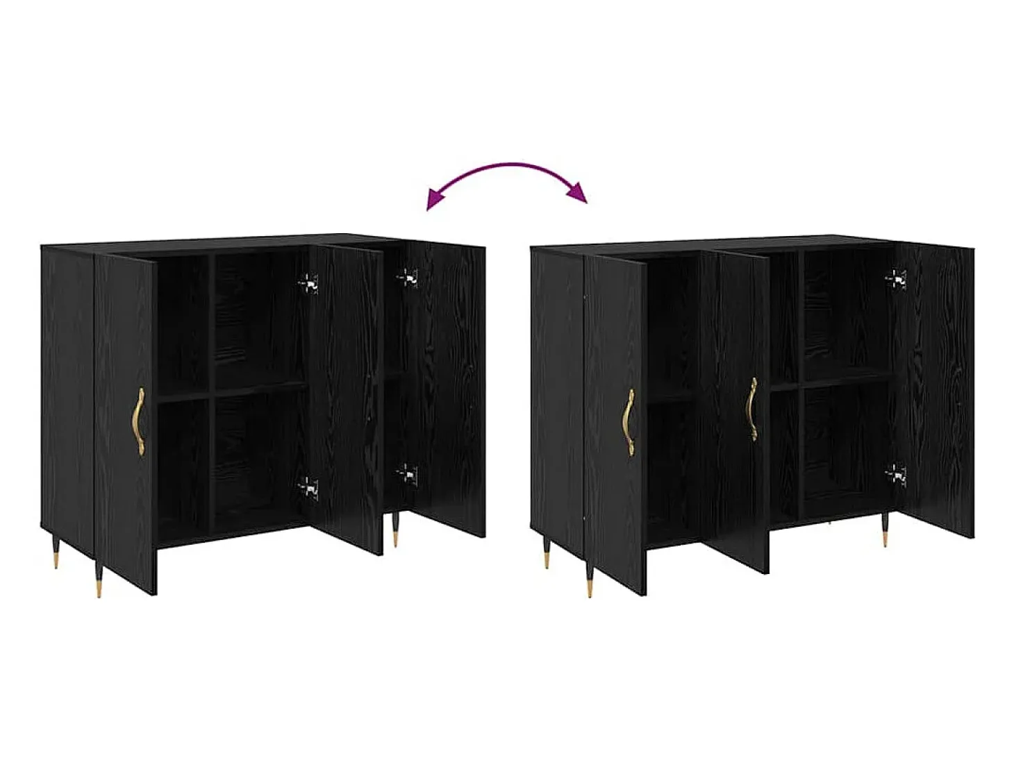 Aparador negro 90 x 34 x 80 cm Madera de ingeniería