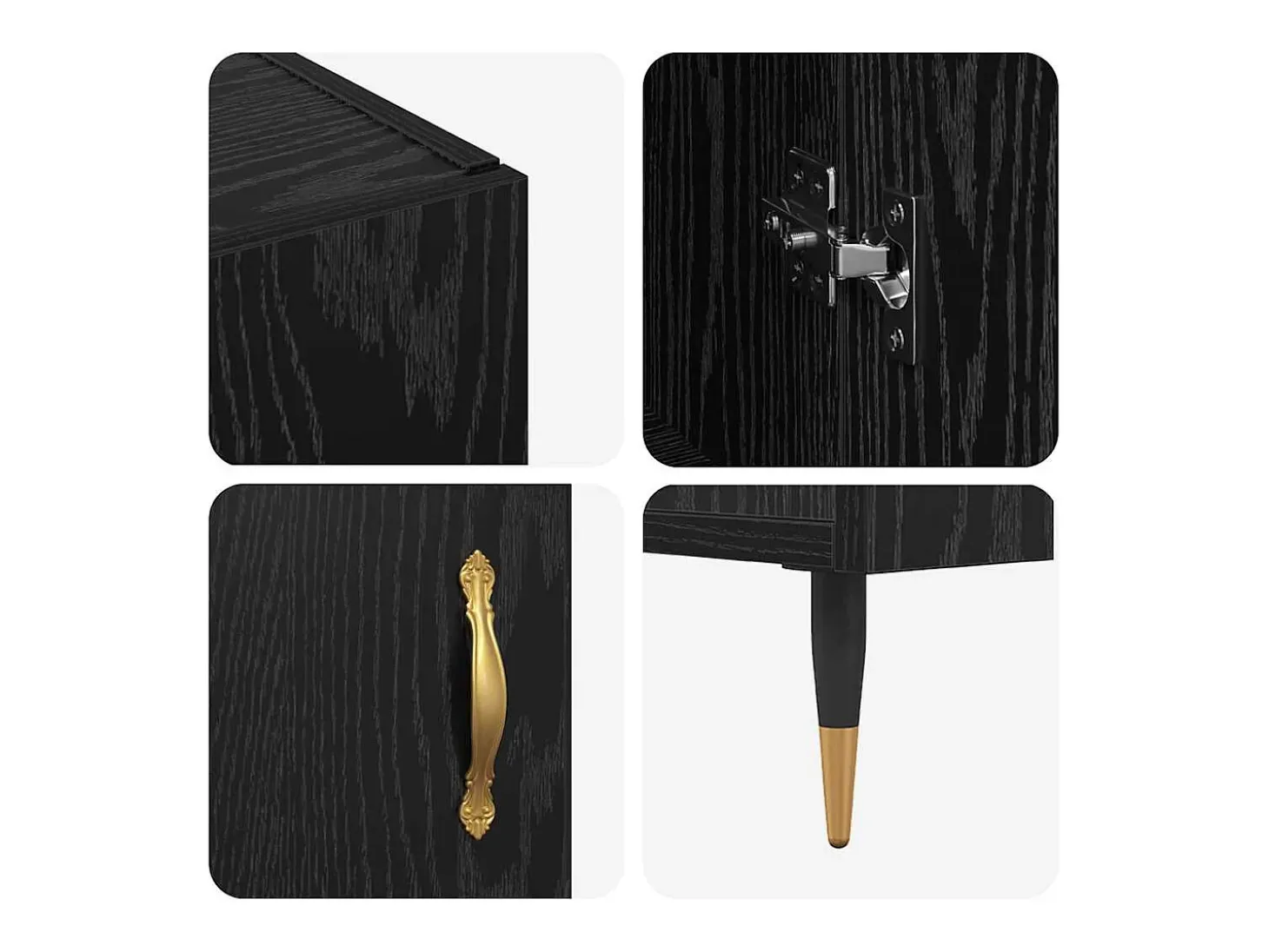 Aparador negro 90 x 34 x 80 cm Madera de ingeniería