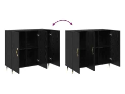 Aparador negro 90 x 34 x 80 cm Madera de ingeniería