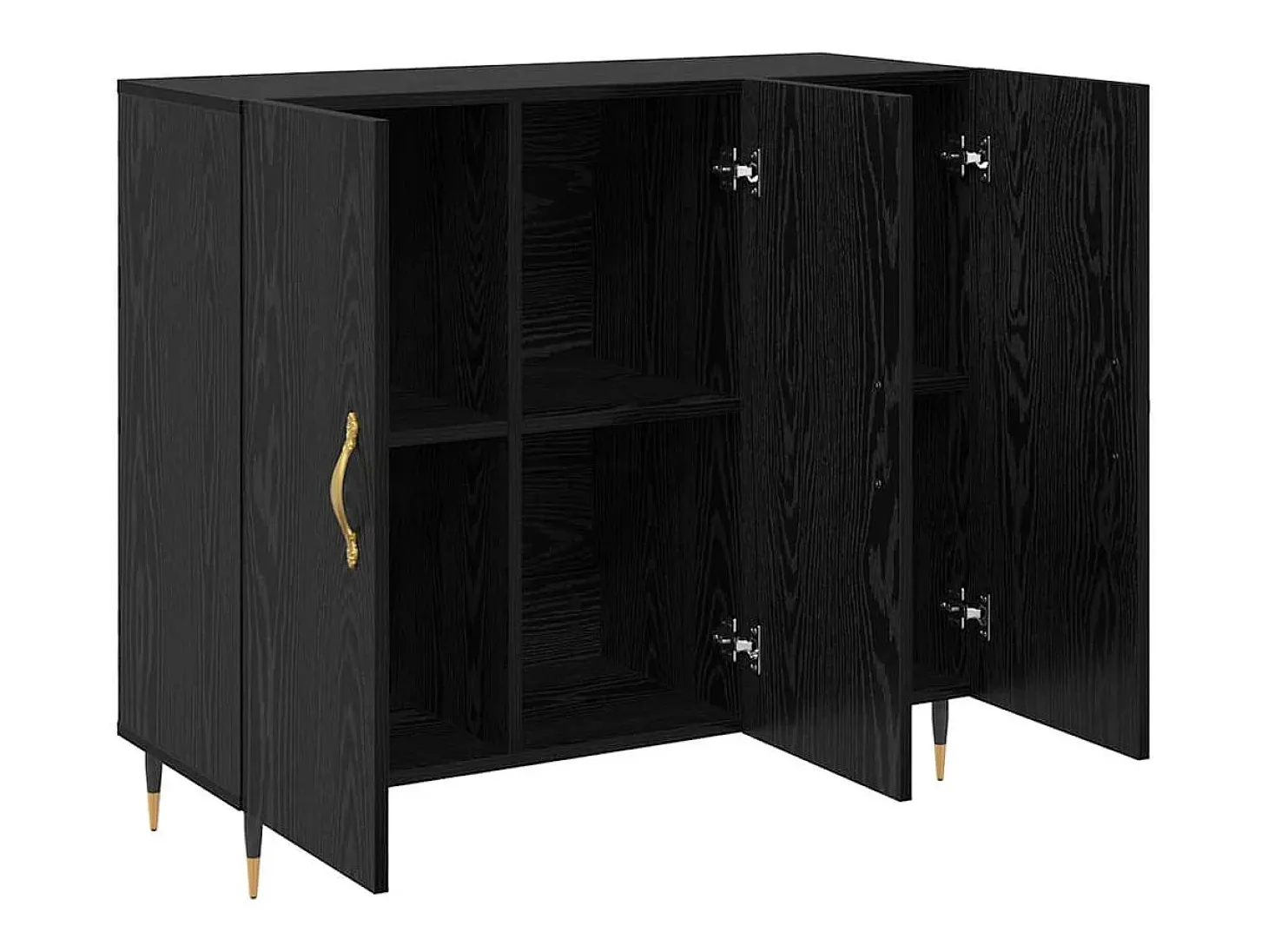 Aparador negro 90 x 34 x 80 cm Madera de ingeniería
