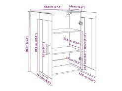Aparador negro 69,5 x 34 x 90 cm Madera de ingeniería