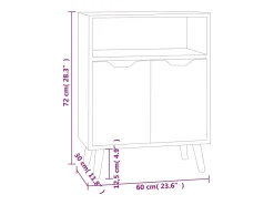 Aparador negro brillante 60x30x72 cm madera de ingeniería