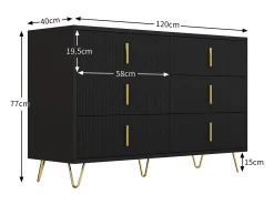 Aparador negro con 6 cajones, cómoda esquinera moderna, ideal para dormitorio, sala de estar u oficina.