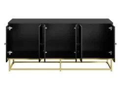 Aparador negro con 6 puertas - Gran espacio de almacenamiento - Patas doradas