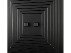 Aparador negro con 6 puertas - Gran espacio de almacenamiento - Patas doradas
