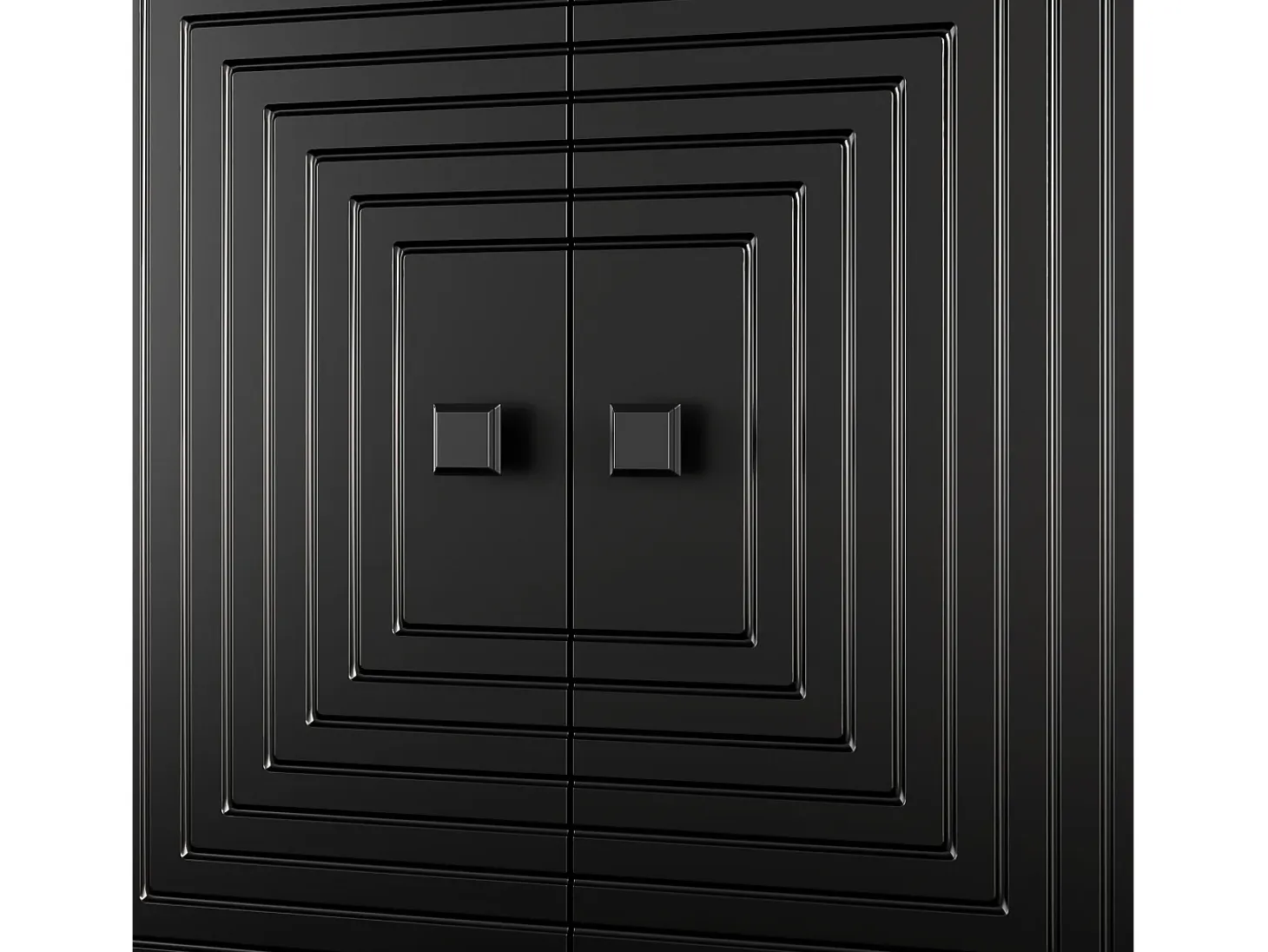 Aparador negro con 6 puertas - Gran espacio de almacenamiento - Patas doradas