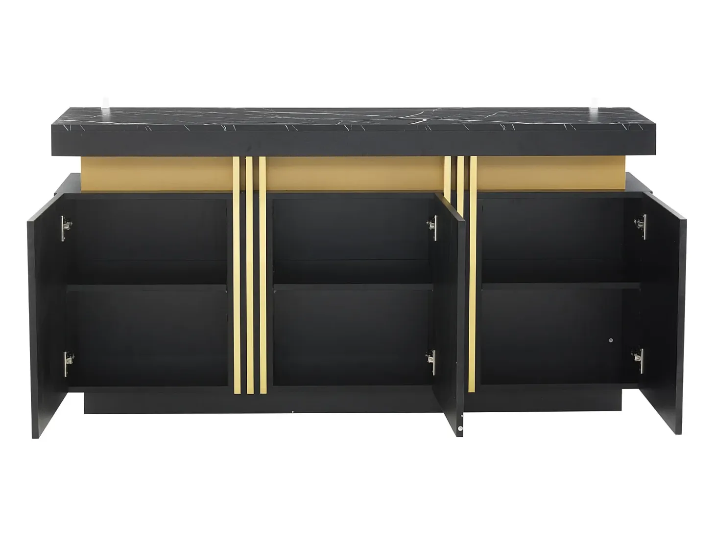 Aparador negro de 3 puertas y estantes regulables - para salón y comedor