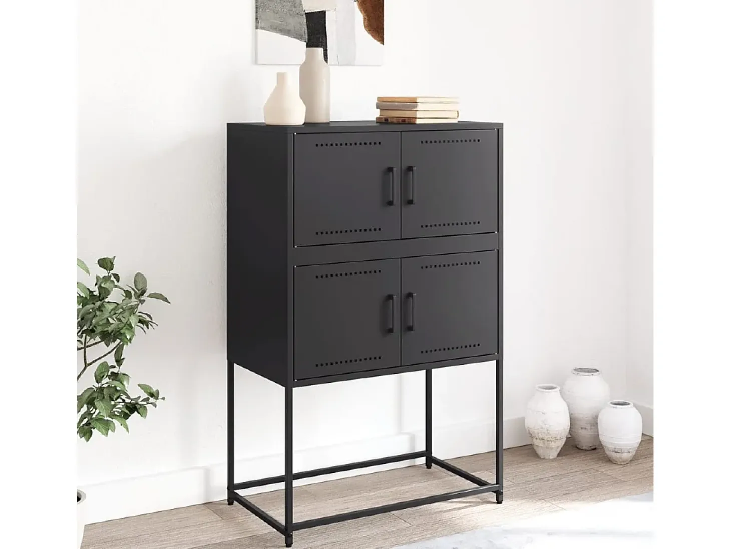 Aparador negro 68,5x38,5x107 cm acero