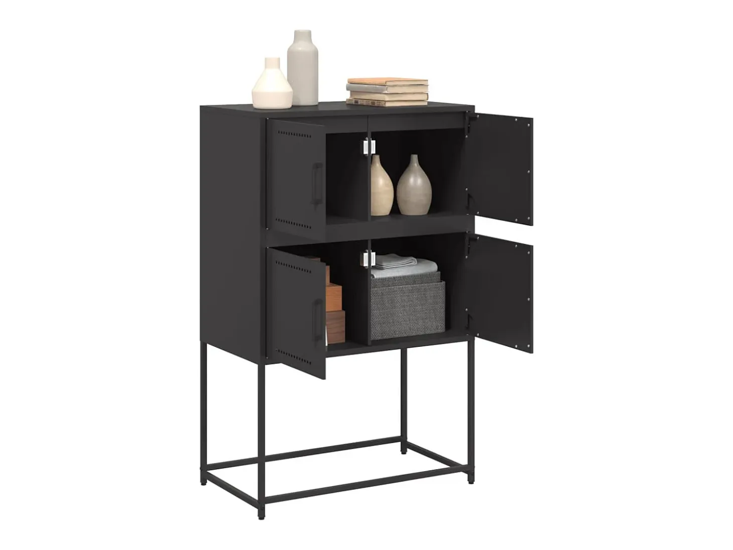 Aparador negro 68,5x38,5x107 cm acero
