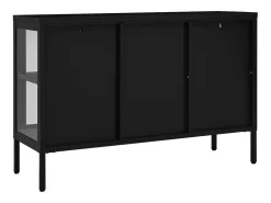 Aparador Negro 105x35x70 cm Acero y cristal