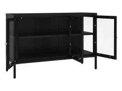 Aparador Negro 105x35x70 cm Acero y cristal