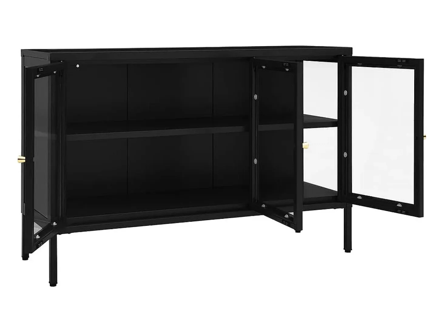 Aparador Negro 105x35x70 cm Acero y cristal