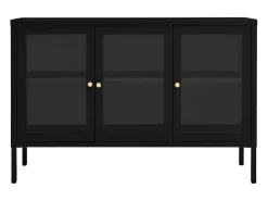 Aparador Negro 105x35x70 cm Acero y cristal